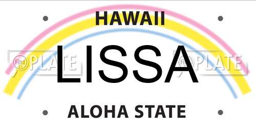 LISSA Hawaii License Plate