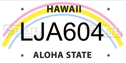 LJA604 Hawaii License Plate