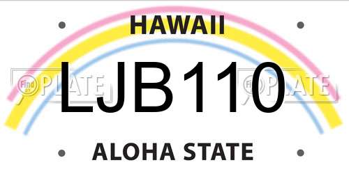 LJB110 Hawaii License Plate