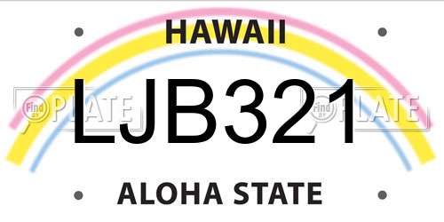 LJB321 Hawaii License Plate