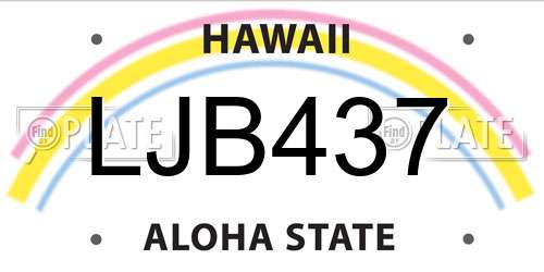 LJB437 Hawaii License Plate