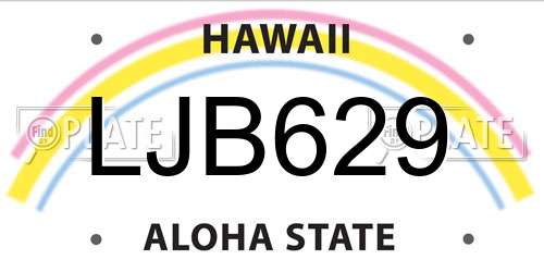 LJB629 Hawaii License Plate