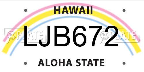 LJB672 Hawaii License Plate