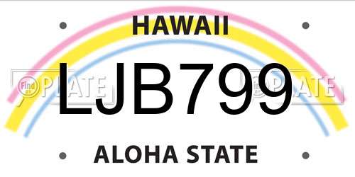 LJB799 Hawaii License Plate