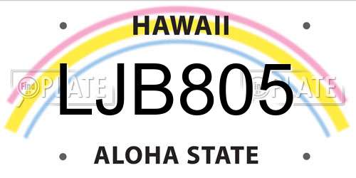 LJB805 Hawaii License Plate