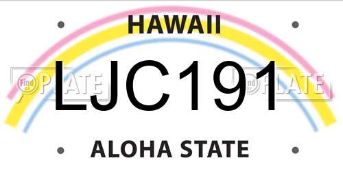 LJC191 Hawaii License Plate