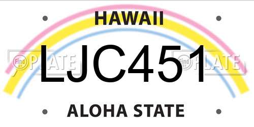 LJC451 Hawaii License Plate
