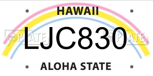 LJC830 Hawaii License Plate