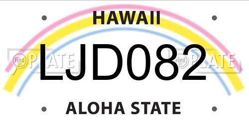 LJD082 Hawaii License Plate