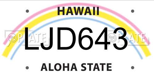 LJD643 Hawaii License Plate