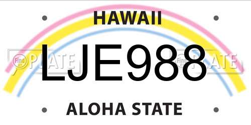 LJE988 Hawaii License Plate