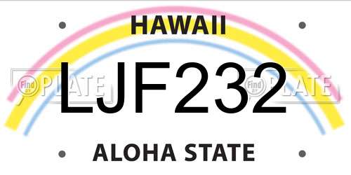 LJF232 Hawaii License Plate
