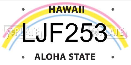 LJF253 Hawaii License Plate