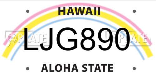 LJG890 Hawaii License Plate