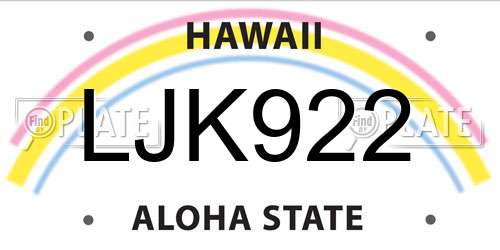 LJK922 Hawaii License Plate