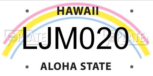 LJM020 Hawaii License Plate