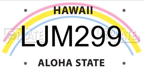 LJM299 Hawaii License Plate