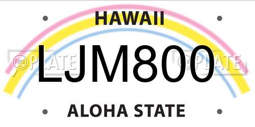 LJM800 Hawaii License Plate