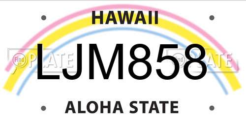 LJM858 Hawaii License Plate