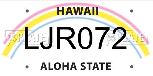 LJR072 Hawaii License Plate