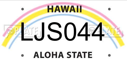 LJS044 Hawaii License Plate