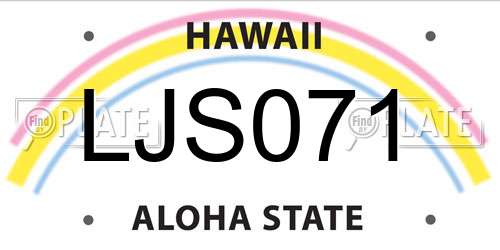 LJS071 Hawaii License Plate