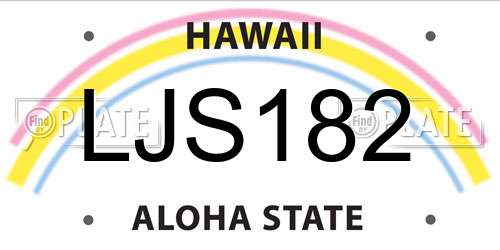 LJS182 Hawaii License Plate