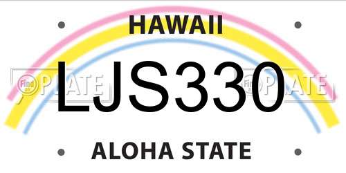 LJS330 Hawaii License Plate
