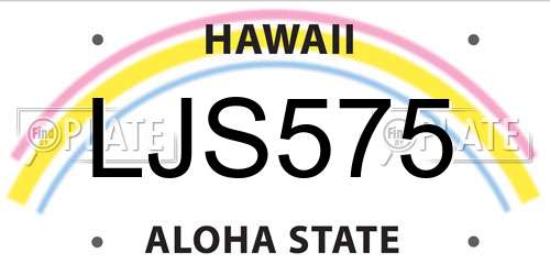 LJS575 Hawaii License Plate