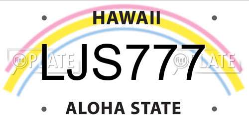 LJS777 Hawaii License Plate