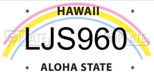 LJS960 Hawaii License Plate