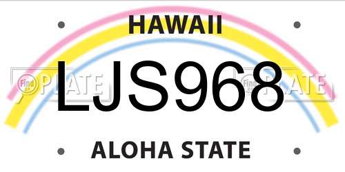 LJS968 Hawaii License Plate