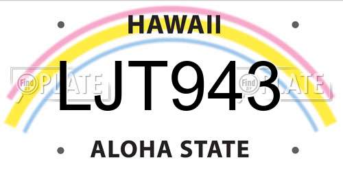 LJT943 Hawaii License Plate
