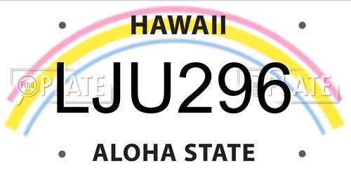 LJU296 Hawaii License Plate