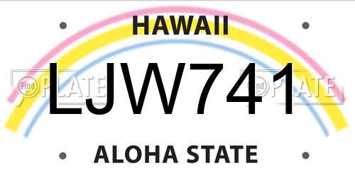 LJW741 Hawaii License Plate