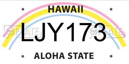 LJY173 Hawaii License Plate