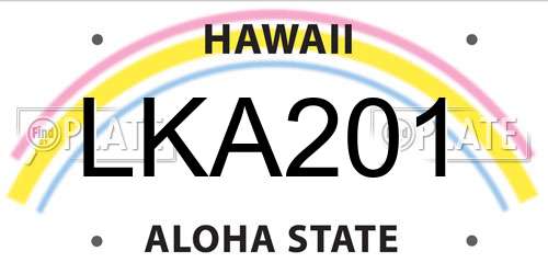 LKA201 Hawaii License Plate
