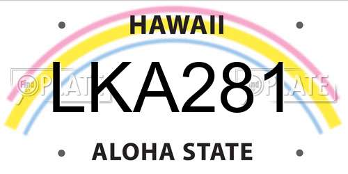 LKA281 Hawaii License Plate