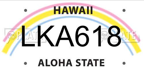 LKA618 Hawaii License Plate