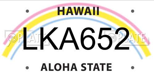 LKA652 Hawaii License Plate