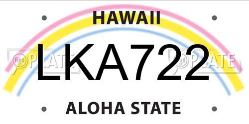LKA722 Hawaii License Plate