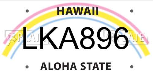LKA896 Hawaii License Plate
