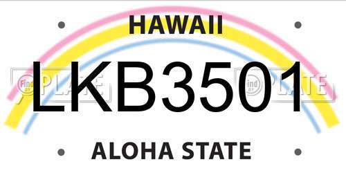 LKB3501 Hawaii License Plate