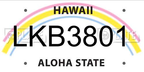 LKB3801 Hawaii License Plate