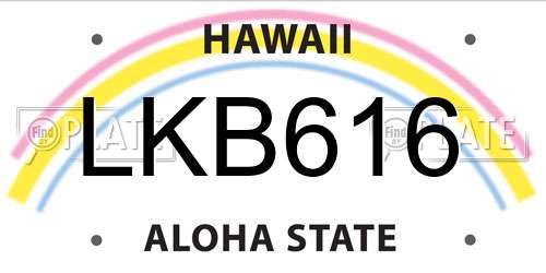 LKB616 Hawaii License Plate