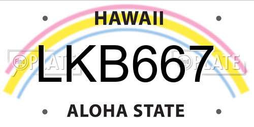 LKB667 Hawaii License Plate