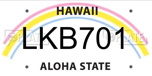 LKB701 Hawaii License Plate