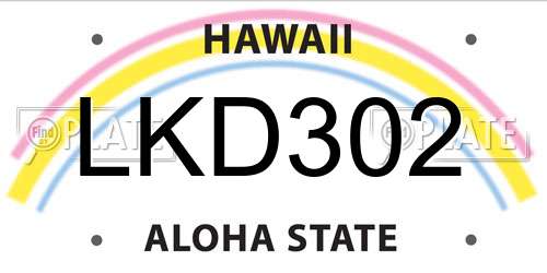 LKD302 Hawaii License Plate