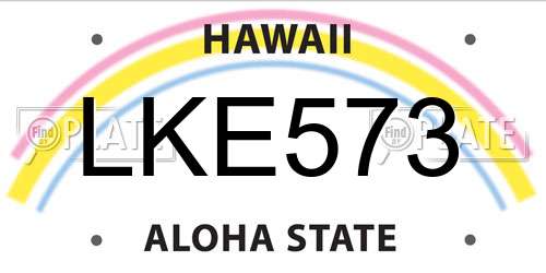 LKE573 Hawaii License Plate
