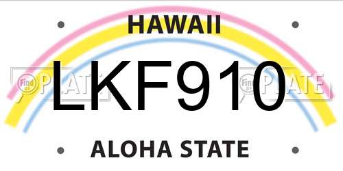 LKF910 Hawaii License Plate